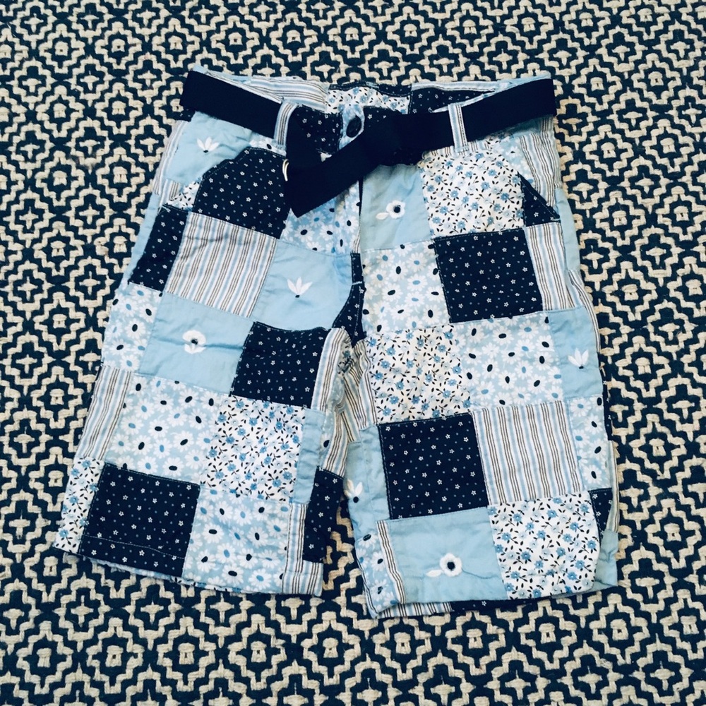 EUC Janie & Jack toddler girls blue patchwork madras shorts